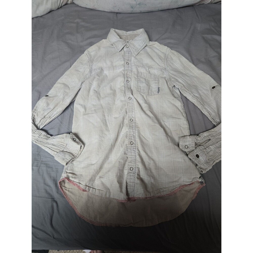 Billabong Button Up Shirt Mens M Tan Plaid Western 100% Cotton Beach Streetwear
